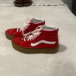 Gum Sole Red Vans High Top Platform Gum Sole Vans